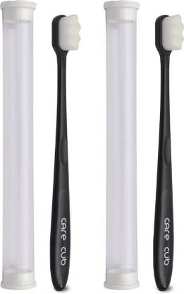 CARE CUB Black ZigZg Nano10000 White Bristl BPA Free Perfect For Sensitive Teth Ultra Soft Toothbrush