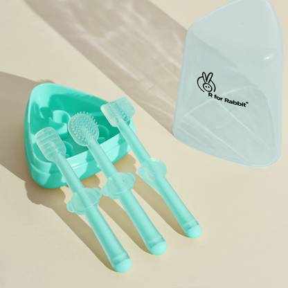R for Rabbit Tiny Smiles Pixie Baby Toothbrush Set with 3 Brushing Options for Growing Babies Ultra Soft Toothbrush