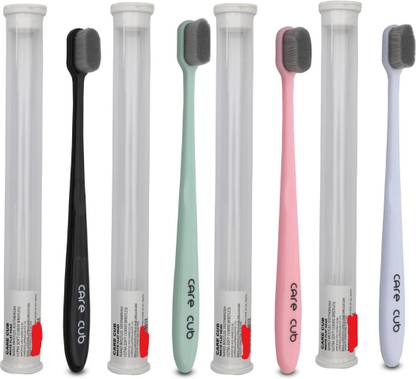 CARE CUB Multicolour Flat Nano10000 Bristle BPA Free Effect For Sensitive Teeth Extra Soft Toothbrush