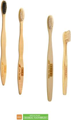 alive-live the life Bamboo Toothbrush-Family Pack-Pack of 4 Soft Toothbrush