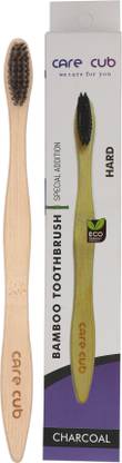 CARE CUB CharcoalHard Bambo Toothbrush EcoFrindly Antibacterial Biodegradable in Elegant Hard Toothbrush