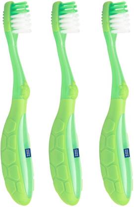 MeeMee Easy Grip Baby Toothbrush (Green, Pack of 3) Extra Soft Toothbrush