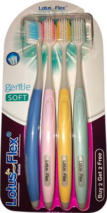 LOTUS FLEX L f Gentle Soft Toothbrush 4 pcs sets Extra Soft Toothbrush