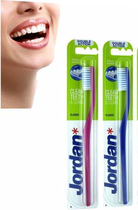 DOCTORGENTLE Jordan (PACK OF 6) DOUBLE ACTION TOOTHBRUSH Soft Toothbrush Hard Toothbrush