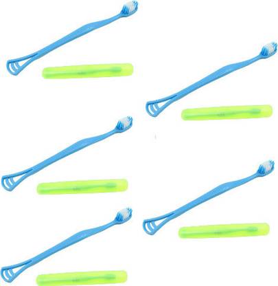 Warrior 2 in 1 Soft Toothbrush and Tongue With Toothbrush Cover Cleaner Scraper Soft Toothbrush