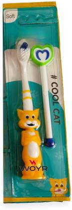 WOYR Premium Quality soft Plastic Toothbrush with tongue cleaner|Toothbrush for kids Soft Toothbrush