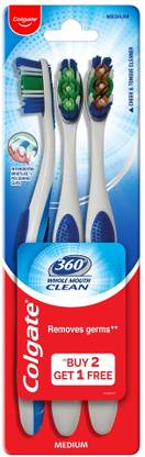 Colgate 360 Degree Whole Mouth Clean Toothbrush (Buy 2 Get 1 Free) Medium Toothbrush