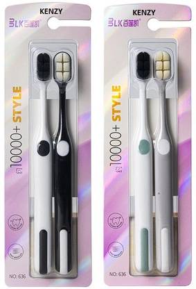 KENZY Ultra Soft Bristle Toothbrush for Adults Wide Head Couple Pack Ultra Soft Toothbrush