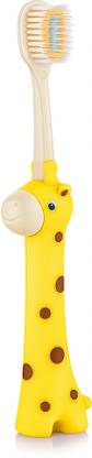 Beebaby Giraffe Shape Brush Buddy Soft Tapered Bristles Kids Toothbrush. BPA Free|Yellow Extra Soft Toothbrush