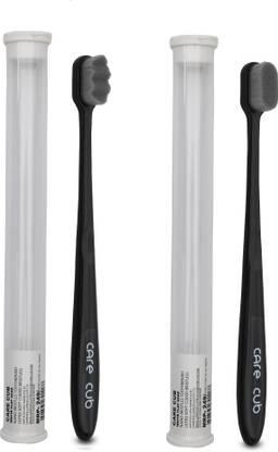 CARE CUB Black Flat&Zigzag Nano10000 Bristle BPA Free Effect For Sensitive Teeth Extra Soft Toothbrush