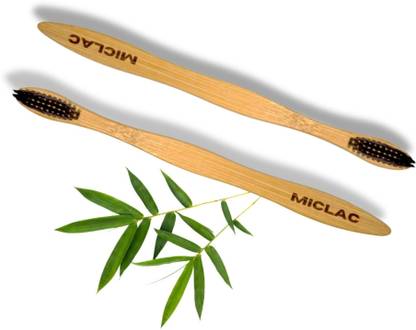 MICLAC Wooden Tooth Brush Neem Superior Cleaning 2PCS Soft Toothbrush