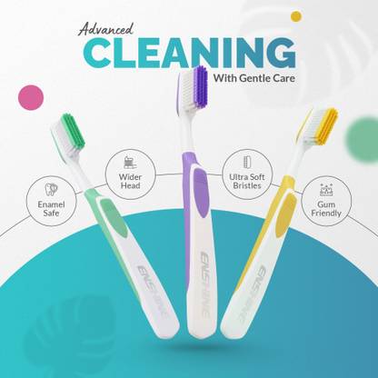 Enshine Advance Clean Toothbrush with Ultra Soft Bristles Tongue Cleaner Enamel Safe Ultra Soft Toothbrush