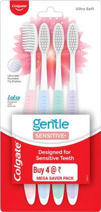 Colgate Gentle Sensitive Ultra Soft Toothbrush For Complete Oral Care ( Pack Of 4 ) Ultra Soft Toothbrush