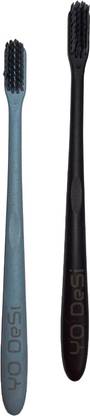 YO Desi Eco-Friendly Toothbrush, Charcoal infused Bamboo Bristles Soft Toothbrush