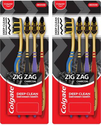 Colgate ZigZag Charcoal (Pack of 2) Medium Toothbrush