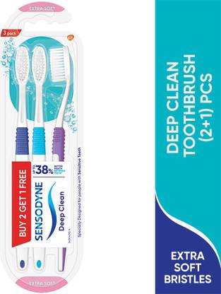 SENSODYNE Deep Clean toothbrush with extra soft & microfine bristles,(Buy2 Get1 free) Soft Toothbrush
