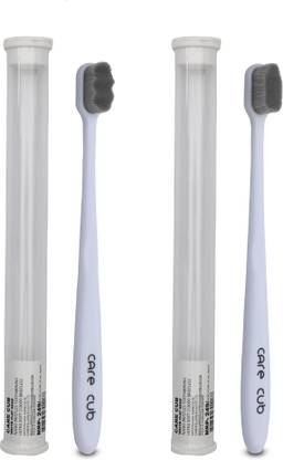 CARE CUB Whit Flat & ZigZag Nano10000 Bristle BPA Free Effect For Sensitive Teeth Ultra Soft Toothbrush