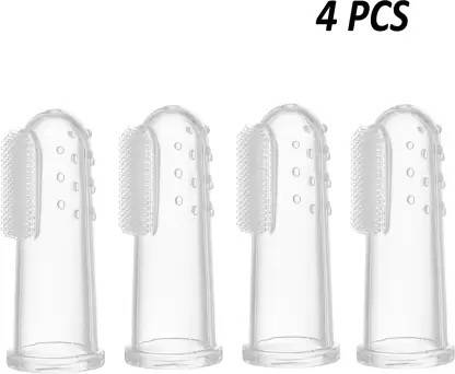Daydreamer Baby Finger Toothbrush Teeth Clear Soft Silicone Tooth Brush Rubber Pack of 04 Soft Toothbrush