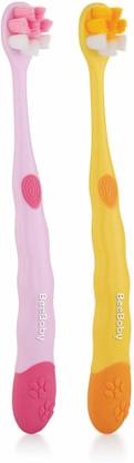 Beebaby Brush Buddy Soft Tapered Bristles, Easy Grip Toothbrush for Kids, BPA Free 36M+ Ultra Soft Toothbrush