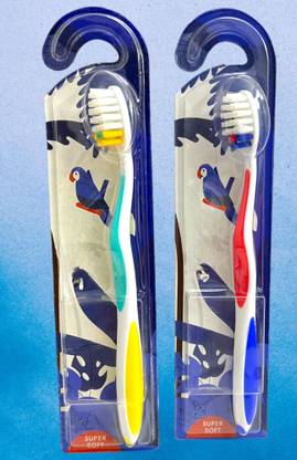 WOYR Premium Quality 2 PC Super Soft Plastic Toothbrush|Toothbrush with soft bristles Ultra Soft Toothbrush
