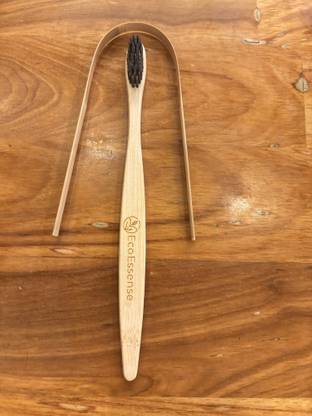 Eco Essense Bamboo Toothbrush (C-Curve) & Tongue Cleaner Combo Soft Toothbrush