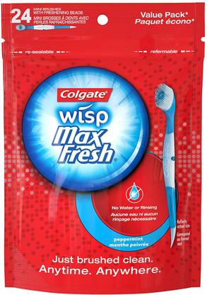 Colgate Wisp Portable Mini-Brush Max Fresh, Peppermint, 24 Count Medium Toothbrush
