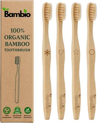 Bambio Bamboo Toothbrush pack of 4 Extra Soft Toothbrush