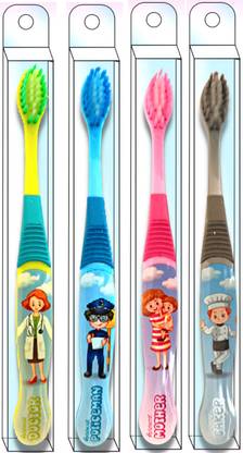 BIGBRO Kids Fancy Toothbrush with Extra Soft Bristles and 4 Toothbrush Case Covers Extra Soft Toothbrush