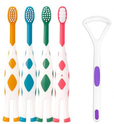 Deal Nut Manual Toothbrush for Kids with Tongue Cleaner, Toothbrush with Soft Bristles Extra Soft Toothbrush