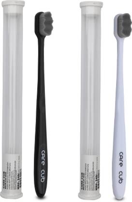 CARE CUB Black & White ZigZig Nano10000 Bristle BPA Free Effect For Sensitive Teeth Ultra Soft Toothbrush