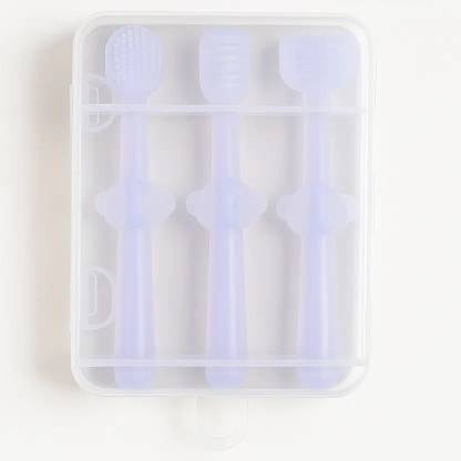 CrazzyShopperz Baby Silicon Toothbrush 3 in 1 Set for Newborn Baby/Infants/Kids Ultra Soft Toothbrush