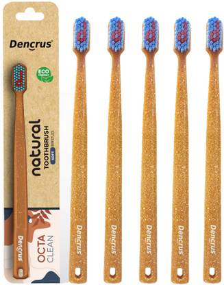Dencrus Octa Clean Soft Bamboo Toothbrush | Made from Bamboo Husk & Composite Resin Ultra Soft Toothbrush