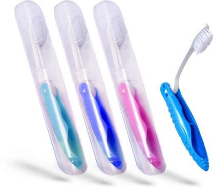 Dr. Flex Travel Foldable Toothbrush with Anti Bacterial containers Medium Toothbrush