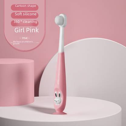 KidSy Toothbrush For Kids|Ultra Soft Micro Bristles |BPA Free with Suction Cup(Pink) Ultra Soft Toothbrush