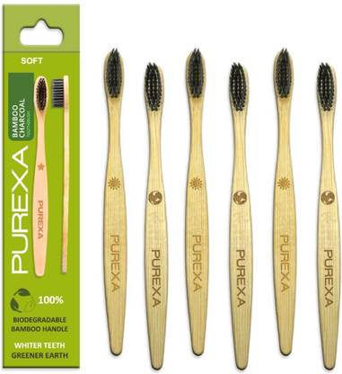 PUREXA Charcoal Bamboo Soft Toothbrush