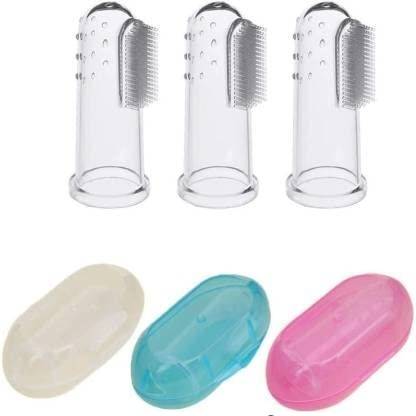 Daydreamer Baby Finger Toothbrush Teeth Clear Soft Silicone Tooth Brush Rubber Pack of 03 Soft Toothbrush