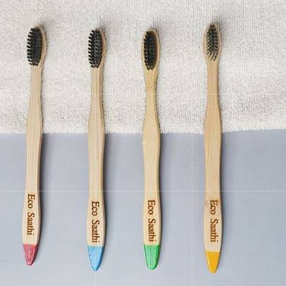 Eco Saathi Charcoal Bamboo Toothbrush Soft Toothbrush