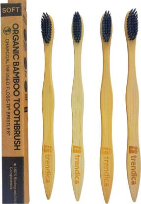 Trendica Bamboo Charcoal Activated Soft Bristles Toothbrush for Adult Soft Toothbrush