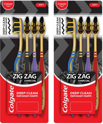 Colgate ZigZag Charcoal (Pack of 2) Soft Toothbrush
