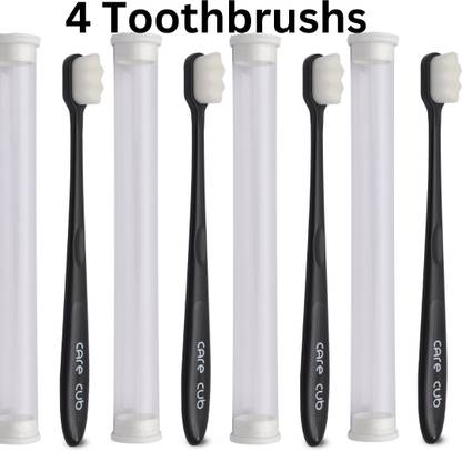 CARE CUB Black ZigZg Nano10000 White Bristl BPA Free Perfect For Sensitive Teth Ultra Soft Toothbrush
