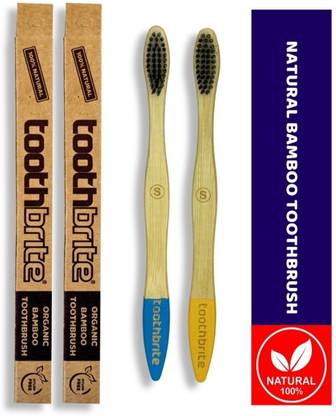toothbrite Natural Bamboo Toothbrush Charcoal Bristles Handle Bee wax coated 100% Ecosafe Soft Toothbrush