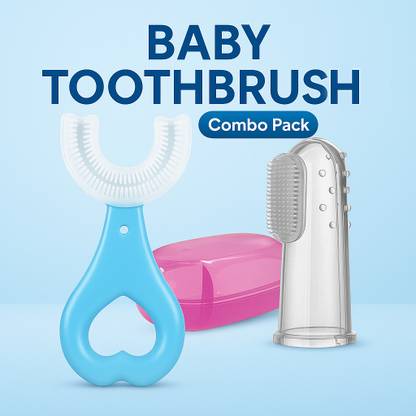 Fitmeasy Baby U Shape Toothbrush & Silicone Finger Brush for Kids Combo Soft Toothbrush Ultra Soft Toothbrush