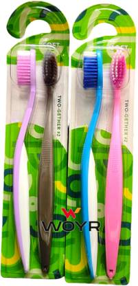 WOYR Premium Quality 4 PC Ultrasoft Plastic Toothbrush|Toothbrush for adults and kids Ultra Soft Toothbrush