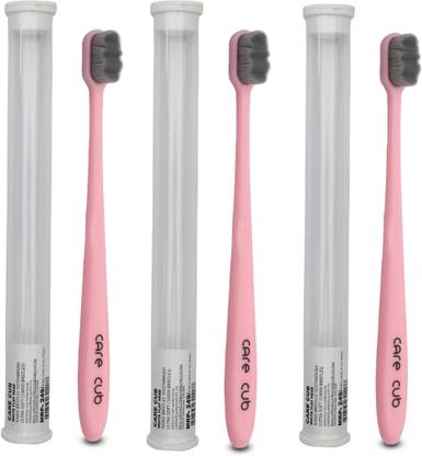 CARE CUB Pink ZigZag Nano10000 Bristle BPA Free Effect For Sensitive Teeth OralGum Ultra Soft Toothbrush
