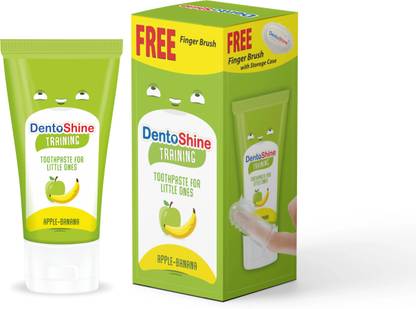 Dentoshine Non Foaming, Fluoride free Training Toothpaste for baby (Apple Banana) Toothpaste