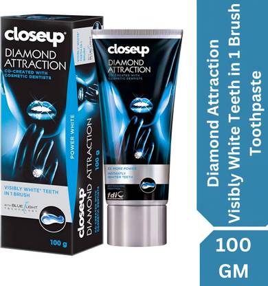 Closeup Daimond Attraction with Blue Light Technology Toothpaste