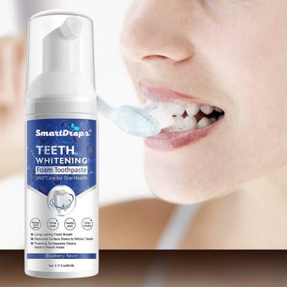 smartdrops Teeth Whitening Foam For Fresh Breath and Remove Stains - Fresh Mint Toothpaste