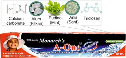 MONARCH'S A-ONE A-One toothpaste with alum for strong shiny teeth and tight gums Toothpaste