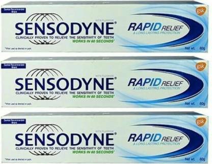SENSODYNE rapid relief pack of 3*80gms Toothpaste