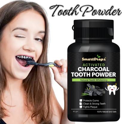 smartdrops Charcoal Teeth Whitening Powder for Sensitive Teeth|For Yellow Strain&Bad Breath